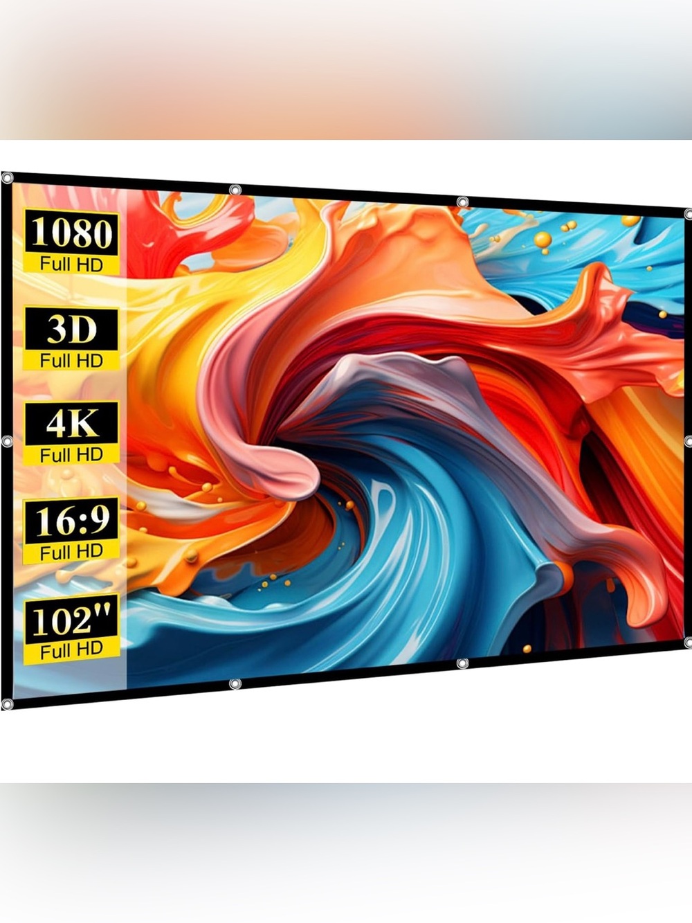 Portable Projector Screen Outdoor Indoor Movie Screen 4K HD Foldable 89"W x 50"H